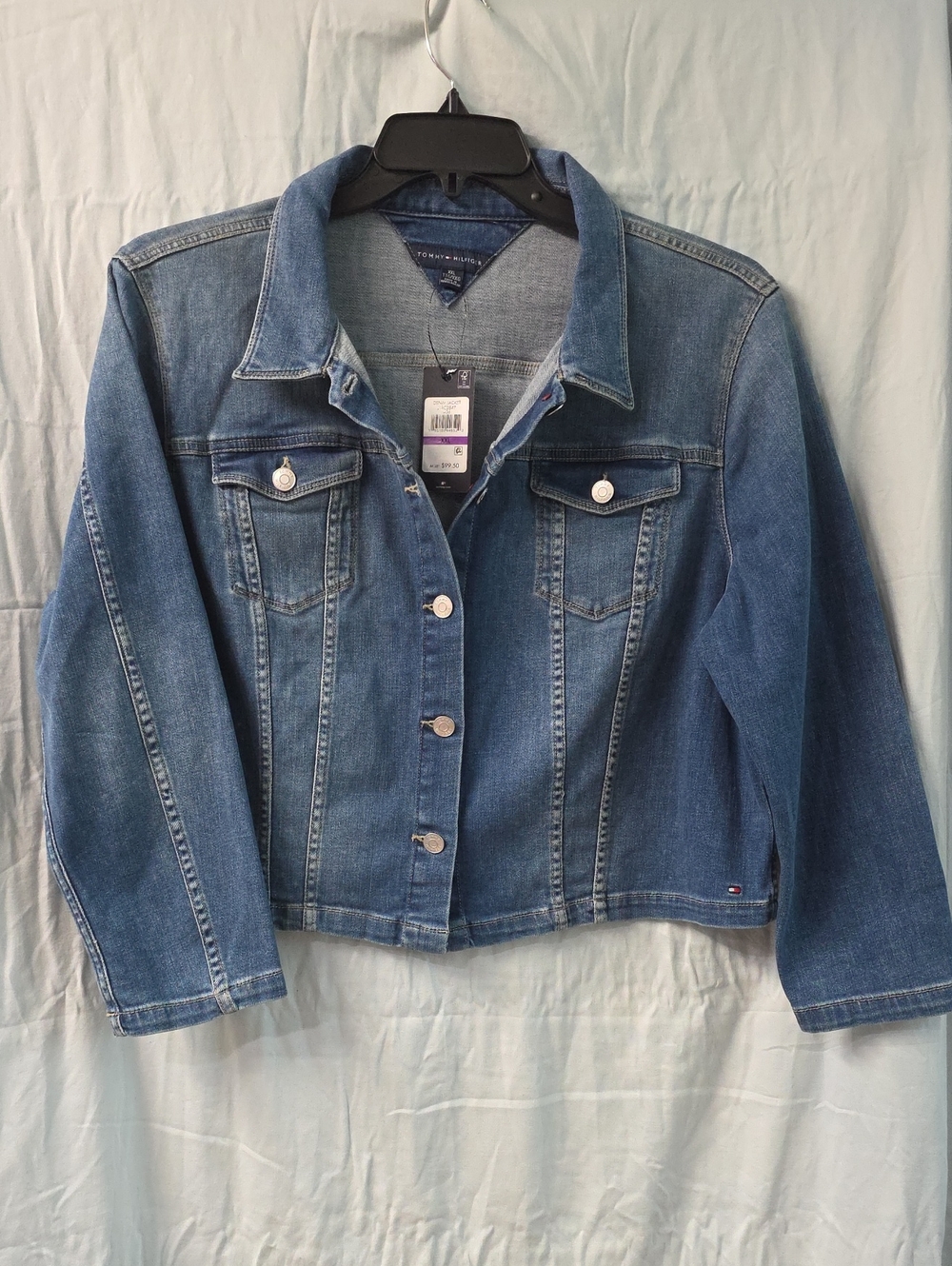 Tommy Hilfiger XXL Medium Blue Cropped Denim Jacket 💙